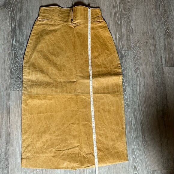 80s Leather zebra Print Tan Camel Embossed Blazer Midi Pencil Skirt Suit Set 10 - Picture 14 of 16